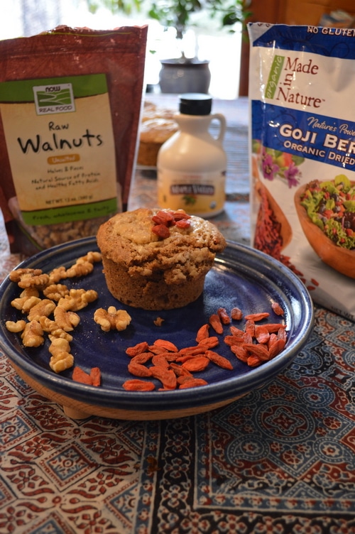 Breakfast muffin: Maple Walnut muffin with Goji Berries - Joybilee Farm