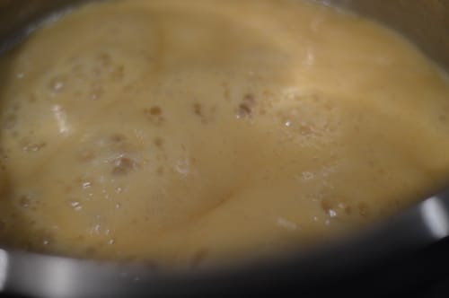 caramelized whey bubbling up