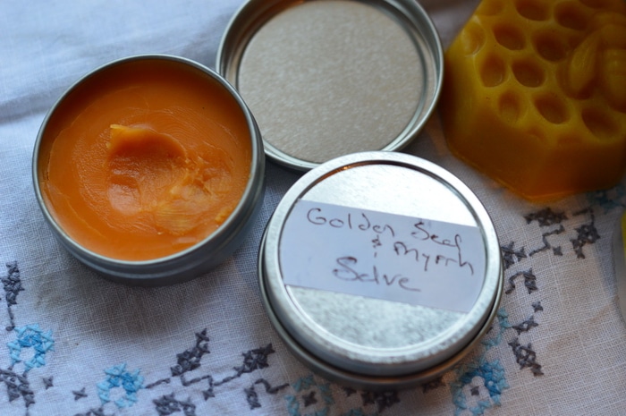 freshly made gold, frankincense, and myrrh salve