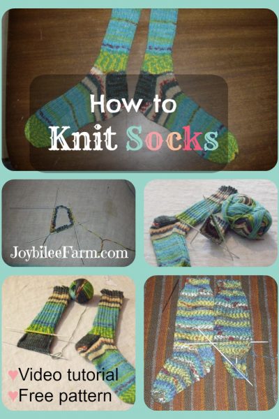 Photo collage of knitting socks