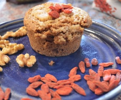 Breakfast muffin: Maple Walnut muffin with Goji Berries - Joybilee Farm