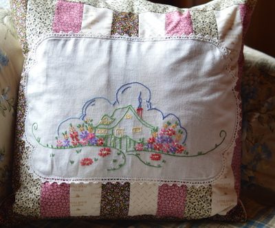 a patchwork pillow