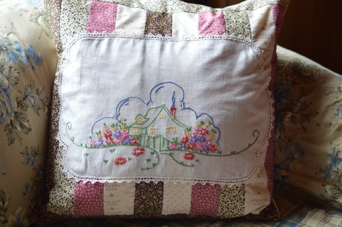 a patchwork pillow