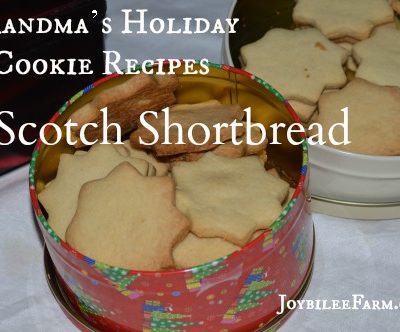 The original shortbread cookie recipe has only 3 simple ingredients, flour, sugar, and real butter. I’ve updated it with organic sugar and unbleached organic flour from Bob's Red Mill. -- Joybilee Farm