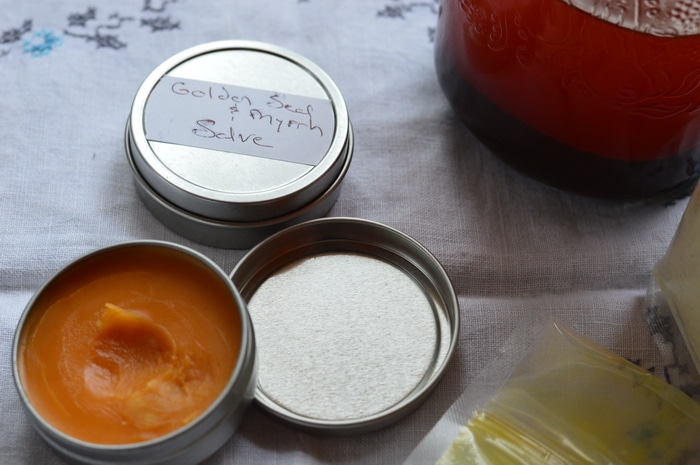 freshly made gold, frankincense, and myrrh salve