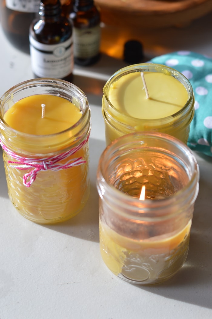 Make DIY Beeswax Citronella Candles in Mason Jars and Keep the Blood