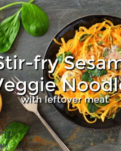 Sesame veggie noodles are easy to make with the bountiful harvest of autumn.  Zucchini noodles are not the only option though.  Carrots, beets, parsnips, yams, winter squash, and so many other vegetables are well suited to this recipe.