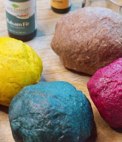 Gluten free playdough with natural dye colors