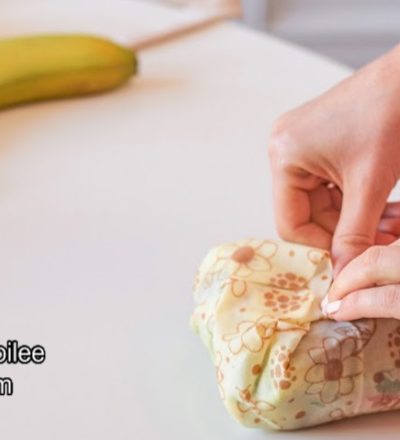 sandwich being wrapped in a beeswax food wrap